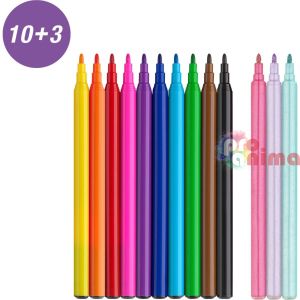 Флумастери Faber-Castell Еднорог, 10 + 3 цвята и стикери
