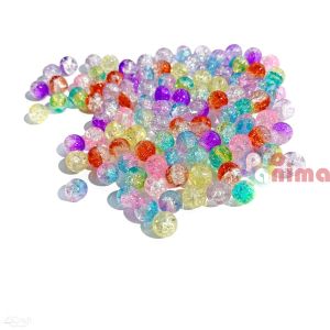 Мъниста DP Craft, стъклени, 8 mm, 100 бр., цветни, напукани