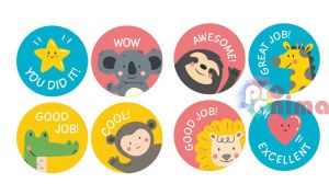 Стикери на ролка- животни и символи с мотивиращи послания, 500 бр.