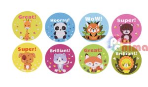 Стикери на ролка с мотивиращи послания Животни, 500 бр.