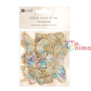 Стикери пеперуди от прозрачно фолио, 20 бр., лунен камък