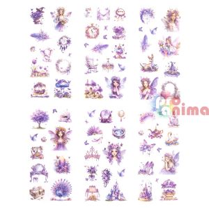 Стикери Феи от прозрачно фолио, 6 листа, аметист