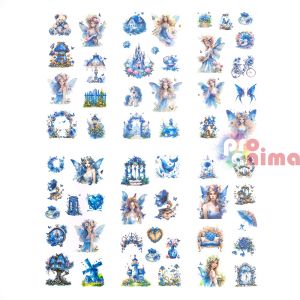 Стикери от фолио Феи, 6 листа, син звезден прах