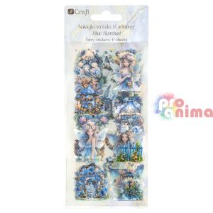 Стикери от фолио Феи, 6 листа, син звезден прах
