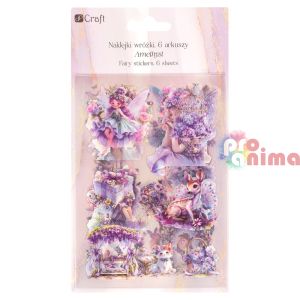 Стикери от PET фолио, 6 листа, блестящи феи