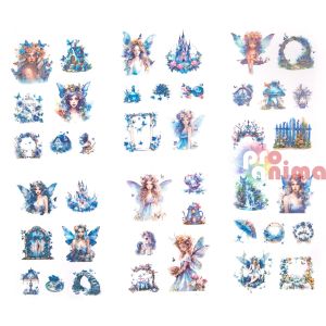 Стикери феи- от прозрачно фолио, 6 листа, блестящи