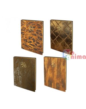 Бележник с дати, 14 x 20 cm, твърда корица кафяв набук, златна порезка, 168 листа, в кутия
