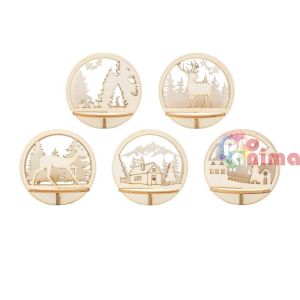 Комплект дървени фигурки за проззрачни топки, ф7.4 cm