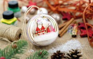 Комплект дървени фигури за прозрачни топки, 5 мотива, Гора