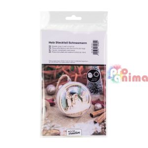 Фигурки от дърво за прозрачни топки, ф7.4 cm, Снежен човек