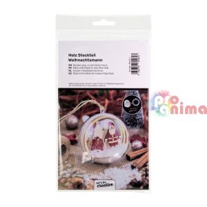 Фигурки от дърво за прозрачни топки, ф7.4 cm, Дядо Коледа