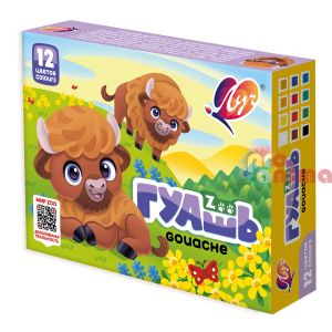 Темперни бои/гваш за деца Луч Zoo, 12 цвята