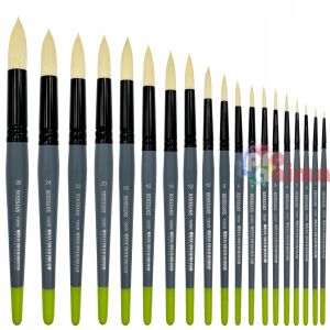 Четки за рисуване Renesans 1005R, Объл връх, Синтетика, Имитация на четина, Сива дръжка, Отделни номера