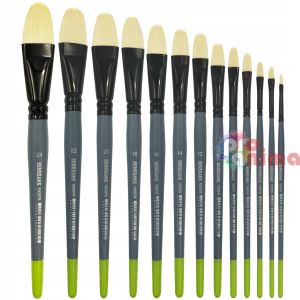 Четки за рисуване Renesans 1005FR, Лешниковиден връх, Синтетика, Имитация на четина, Сива дръжка, Отделни номера