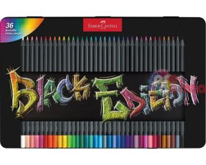 Комплект цветни моливи Faber-Castell Black Edition, 36 цвята