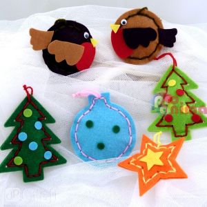 Креативен комплект с филц DP Craft, Коледни орнаменти, 6 бр.
