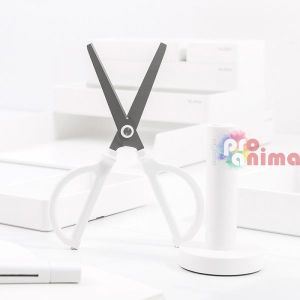 Ножица Deli NuSign, 17 cm с поставка, бяла