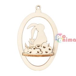 Дървени фигурки за сглобяване и декорация Великденско зайче ф90 mm