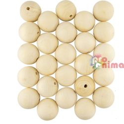 Натурални дървени мъниста- кръгли ф40mm, 25 бр.