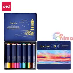 Цветни моливи в метална кутия Deli Finenolo, 24 цвята