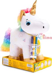 Плюшена играчка за оцветяване Еднорог + 3 бр. маркери