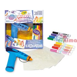 Детски пистолет | аерограф Crayola Airbrush + 8 бр. измиващи се маркери и 5 бр. шаблони
