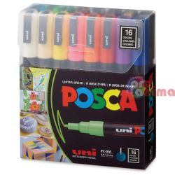 Комплeкт акрилни маркери POSCA PC-3M Объл връх 16 бр. Основни цветове