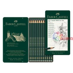 Комплект чернографитни моливи Faber - Castell 9000 12 бр. (2H-8B) В метална кутия
