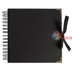 Албум за скрапбук с черен картон и метални ъгълчета 20.5 x 20.5 cm