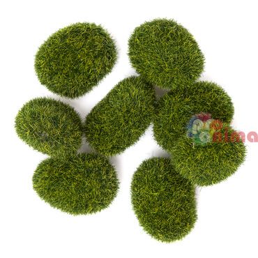 Декоративни камъни с мъх, 8 бр.