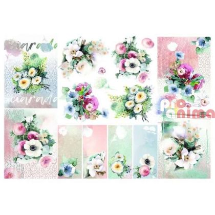 декупажна оризова хартия с дизайн на цветя