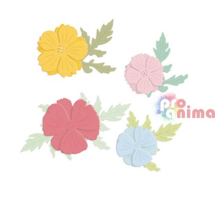 Шаблон за изрязване и релеф, цветя, 5 бр.