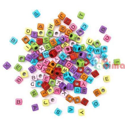 Дървени цветни мъниста за декорация, 30 g, латински букви