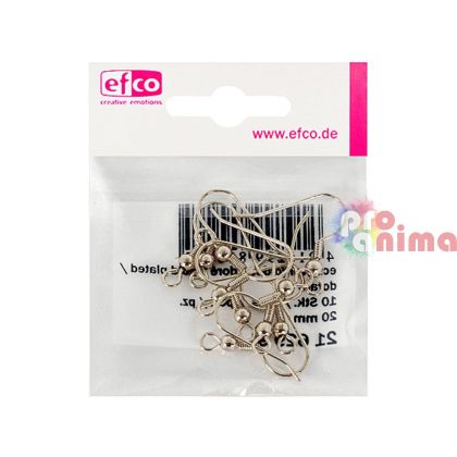 Кукички (върбило) за обеци Efco 20 mm 10 бр. Посребрени