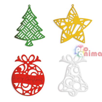 Шаблон за изрязване и релеф " Коледна декорация" 4 бр.