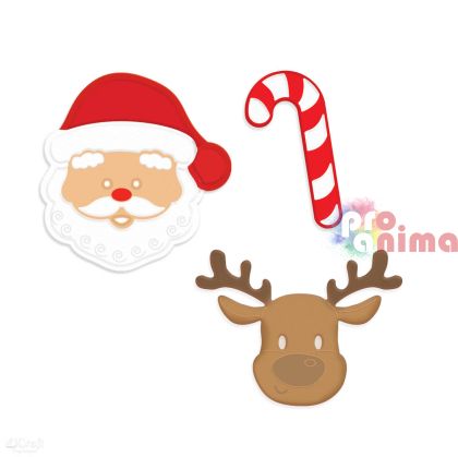 Шаблон за изрязване и релеф/щанца Дядо Коледа и еленче, 3 бр.