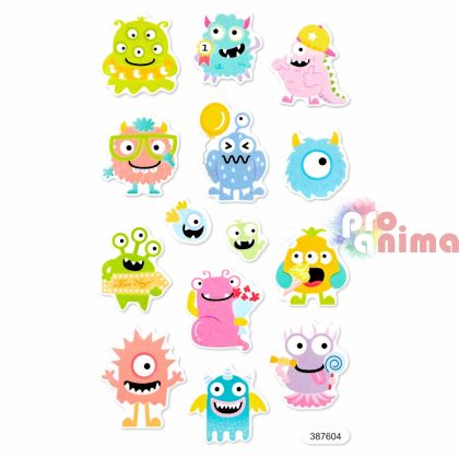 Светещи на тъмно фоам стикери DP Craft, 14 бр., чудовища