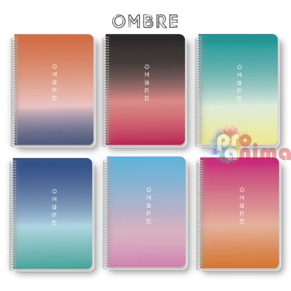 Тетрадка Black&White, широк ред, спирала, А5, Ombre