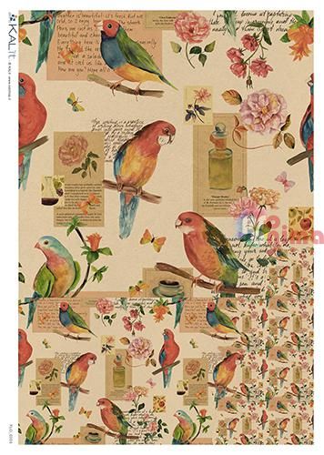 Декупажна хартия оризова KALit A4 Птици 68