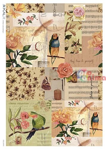 Декупажна хартия оризова KALit A4 Птици 67