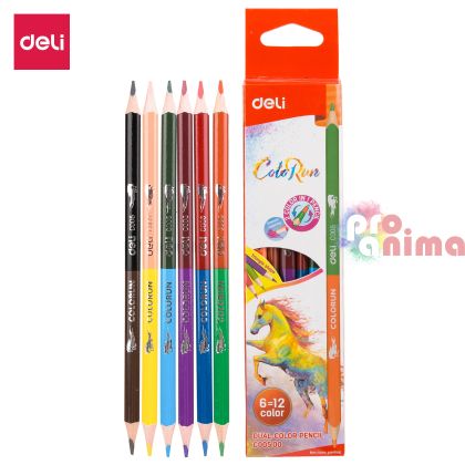 Цветни моливи Deli Coloru, двувърхи, 6 бр.