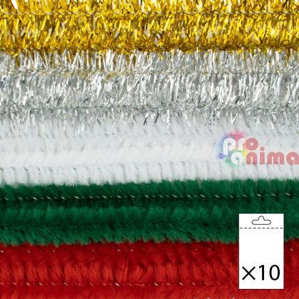 Пухени телчета 8 mm x 50 cm, коледни цветове