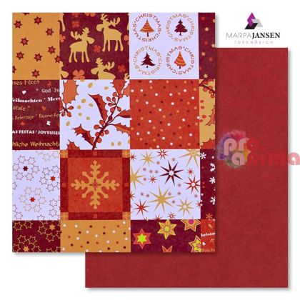 Варио картон Marpa Jansen, 50 x 70 cm, 300 g/m2, коледни квадрати