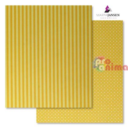 Картон варио Marpa Jansen, 50 x 70 cm, 300 g/m2, жълт на райета и точки