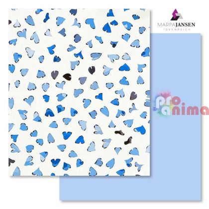 Картон варио Marpa Jansen, 50 x 70 cm, 300 g/m2, танцуващи сърца, син