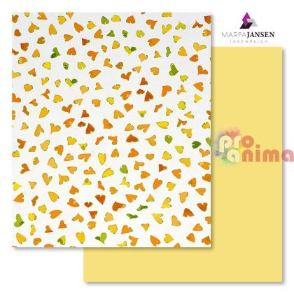 Картон варио Marpa Jansen, 50 x 70 cm, 300 g/m2, танцуващи сърца, жълт