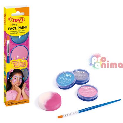 Бои за лице Jovi Fantasy, 3 цвята x 8 ml + тампонче и четка