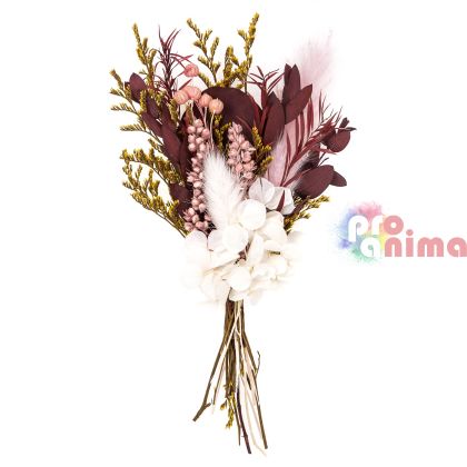 Сухи цветя за декорация DP Craft, мини букет Burgundy Queen, 20 cm