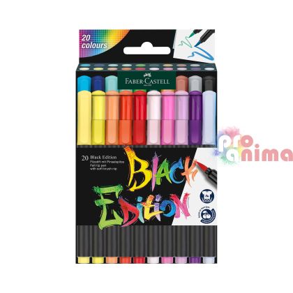 Комплект маркери Faber-Castell Black Edition, 20 цвята