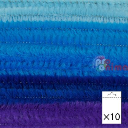 Пухени телчета за декорация 8 mm x 50 cm, 10 бр., сини нюанси